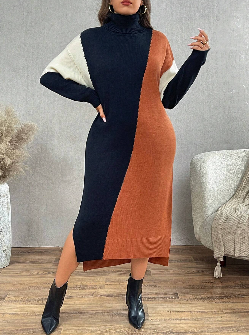 Vestido de tricô multicolorido