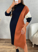 Vestido de tricô multicolorido