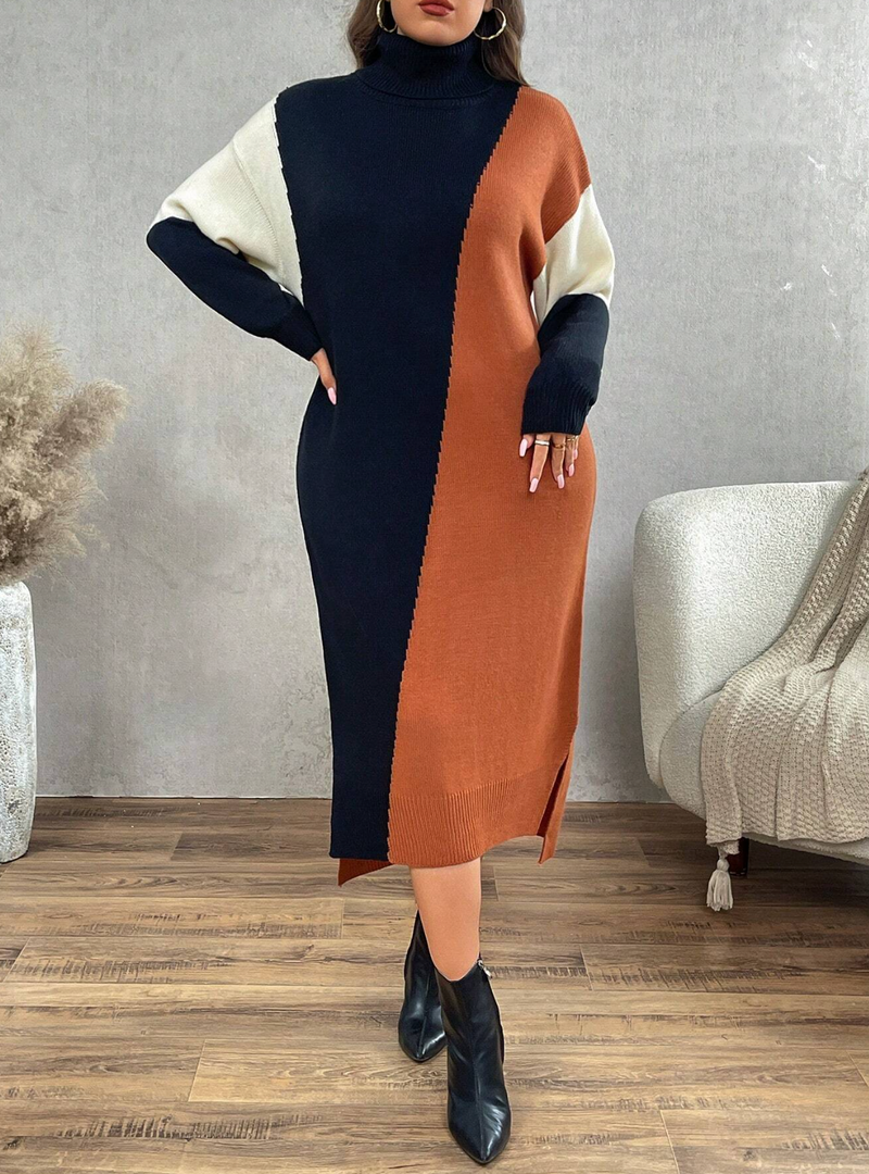 Vestido de tricô multicolorido