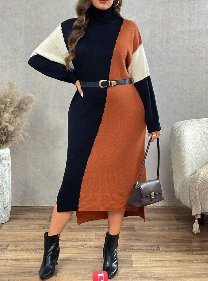 Vestido de tricô multicolorido