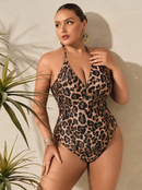 Kit Maiô + Saída de praia estampa de onça - PLUS SIZE