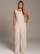 Macacão de linho com bolsos