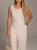 Macacão de linho com bolsos