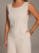 Macacão de linho com bolsos