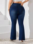 Calça jeans flare Bordado floral
