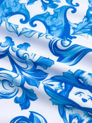 Maiô + Saída de Praia Floral Azul