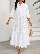 Vestido longo de lese com babados