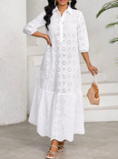 Vestido longo de lese com babados