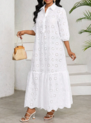 Vestido longo de lese com babados