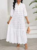 Vestido longo de lese com babados