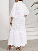 Vestido longo de lese com babados