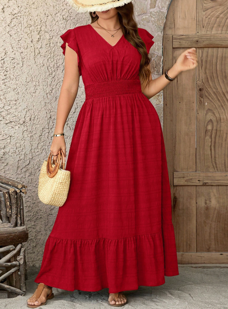 Vestido longo manga borboleta