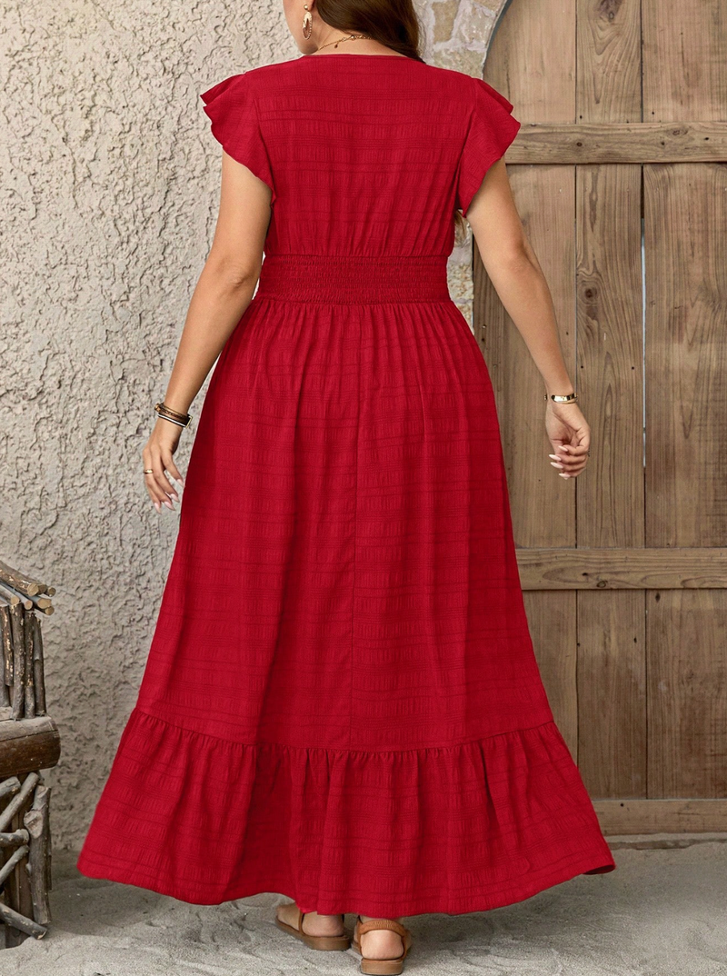 Vestido longo manga borboleta