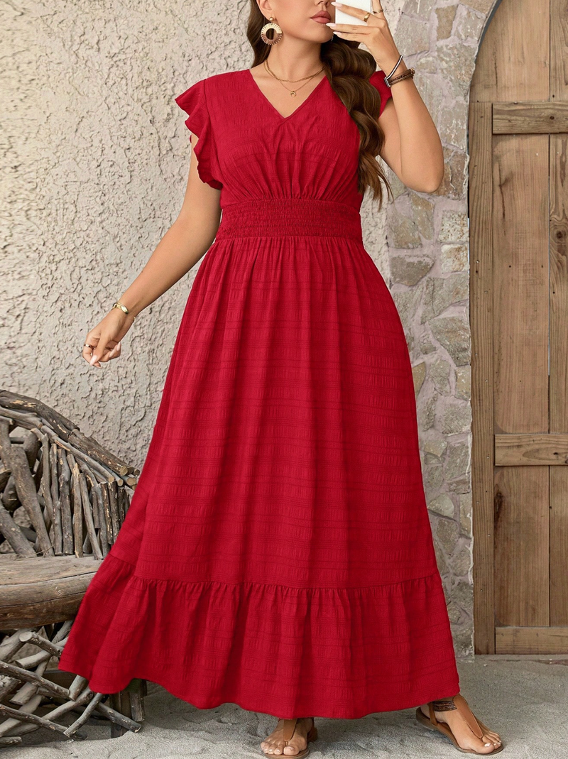 Vestido longo manga borboleta