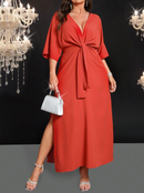 Vestido midi detalhe frontal