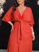 Vestido midi detalhe frontal