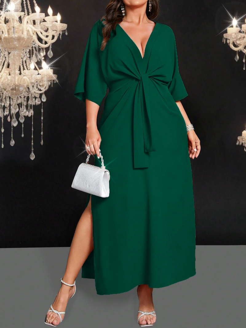 Vestido midi detalhe frontal