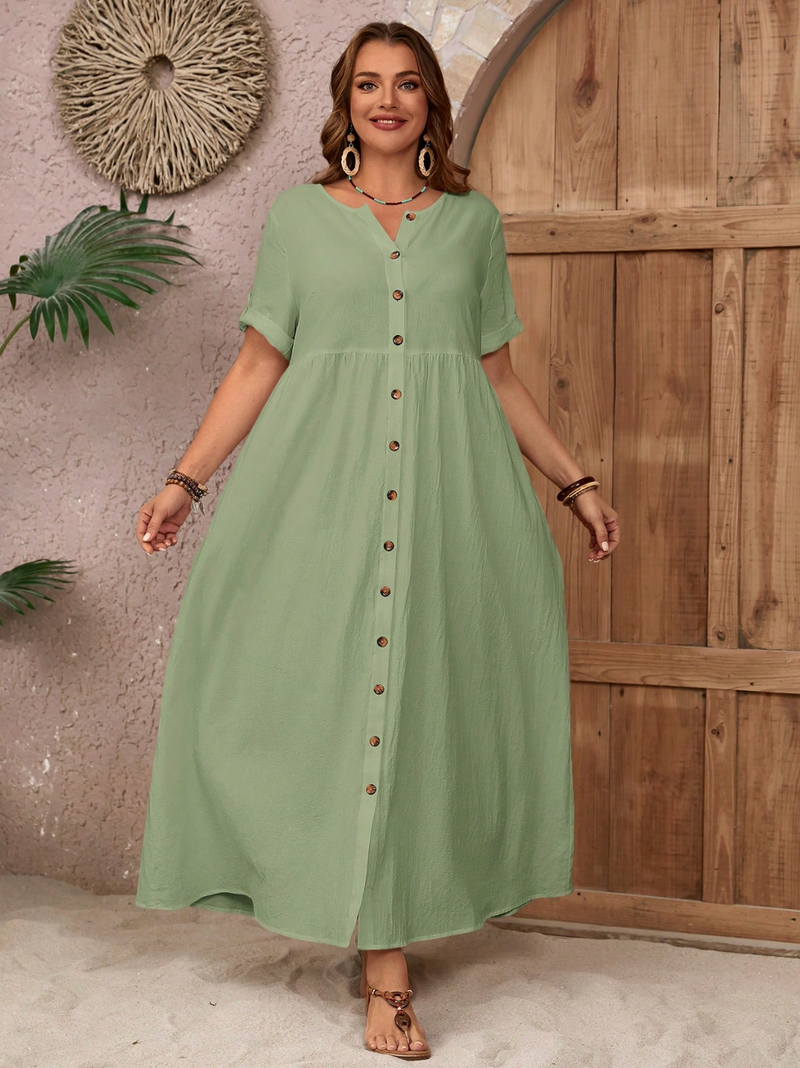 Vestido longo com botões