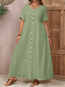 Vestido longo com botões