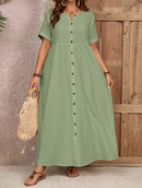 Vestido longo com botões