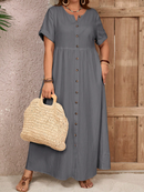 Vestido longo com botões