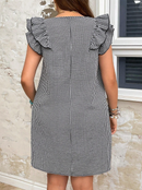 Vestido xadrez manga borboleta