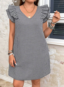 Vestido xadrez manga borboleta