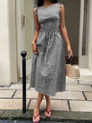 Vestido xadrez com lastex