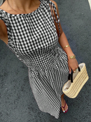 Vestido xadrez com lastex