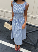 Vestido xadrez com lastex