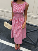 Vestido xadrez com lastex