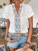 Blusa de lese, com aplicação