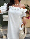 Vestido ombro único com babado