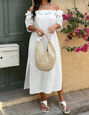 Vestido ombro único com babado