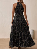 Vestido estampado longo