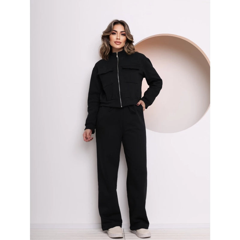 Conjunto de Moletom com Ziper e Bolso
