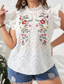 Blusa de lese, com bordado