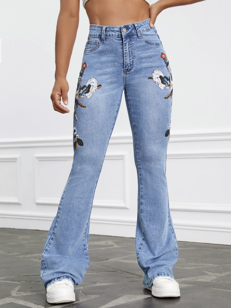 Calça jeans flare cintura alta